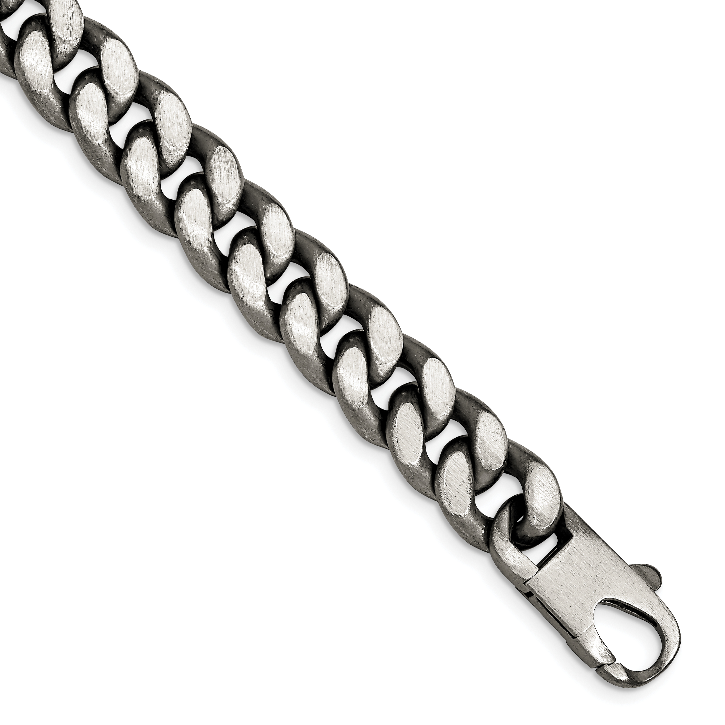 Sterling Silver Ruthenium/Antiqued Brushed Curb Link Bracelet (QG4871-8.5)