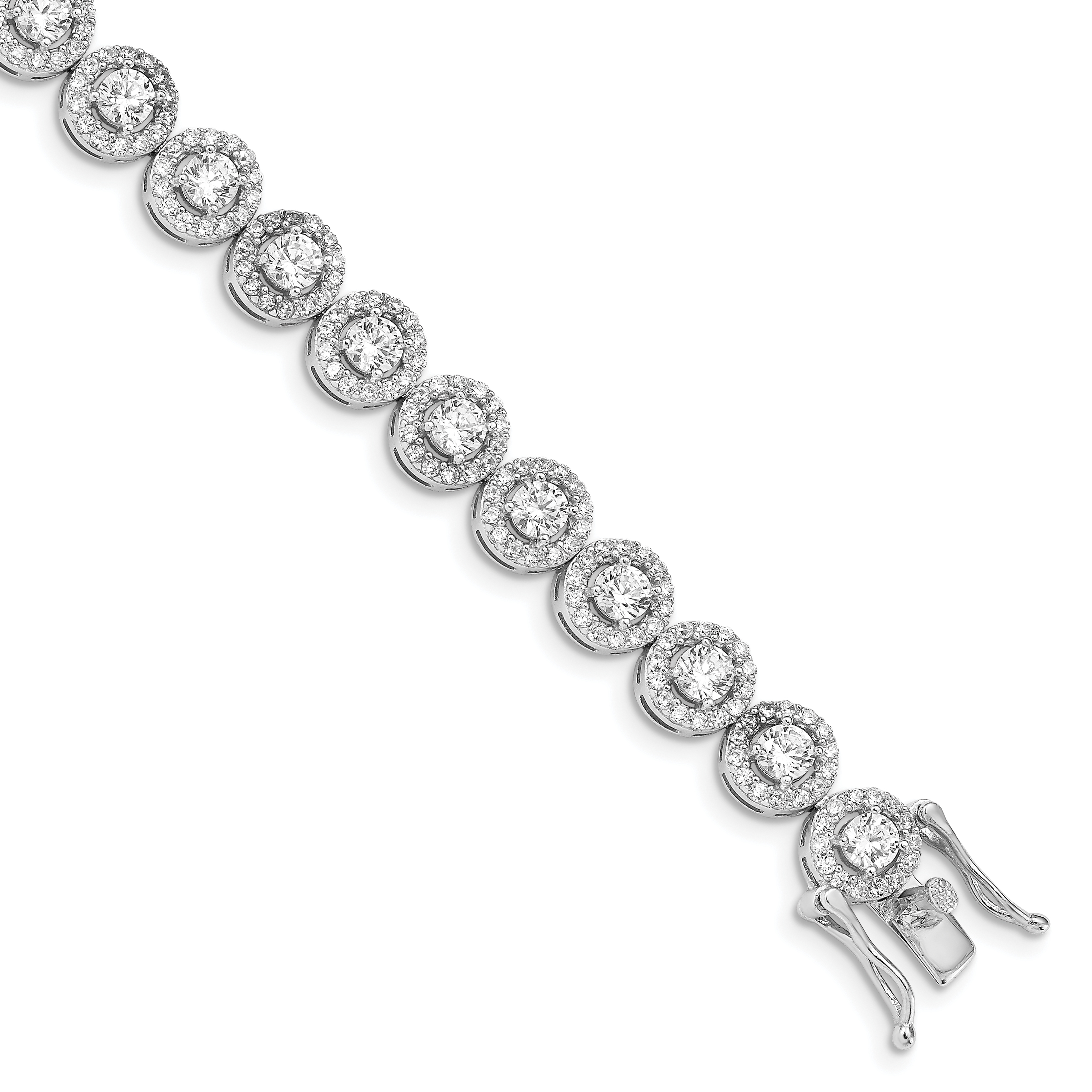 Sterling Silver Rhodium-plated CZ Tennis 7.5 inch Bracelet (QG4875-7.5)
