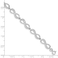 Sterling Silver Rhodium-plated CZ Infinity Link Bracelet - 7in view 3