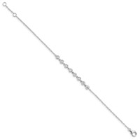 Sterling Silver Rhodium-plated Bezel CZ Bracelet with 0.5 Inch Extension, 6.75" view 2