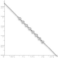 Sterling Silver Rhodium-plated Bezel CZ Bracelet with 0.5 Inch Extension, 6.75" view 3