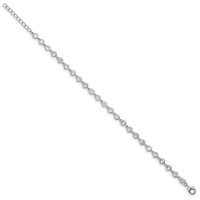 Sterling Silver Rhodium-plated Bezel CZ Bracelet with 1 Inch Extension, 7" view 2