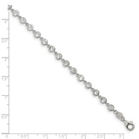 Sterling Silver Rhodium-plated Bezel CZ Bracelet with 1 Inch Extension, 7" view 3