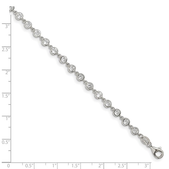 Sterling Silver Rhodium-plated W/ 1 in ext. CZ Bracelet