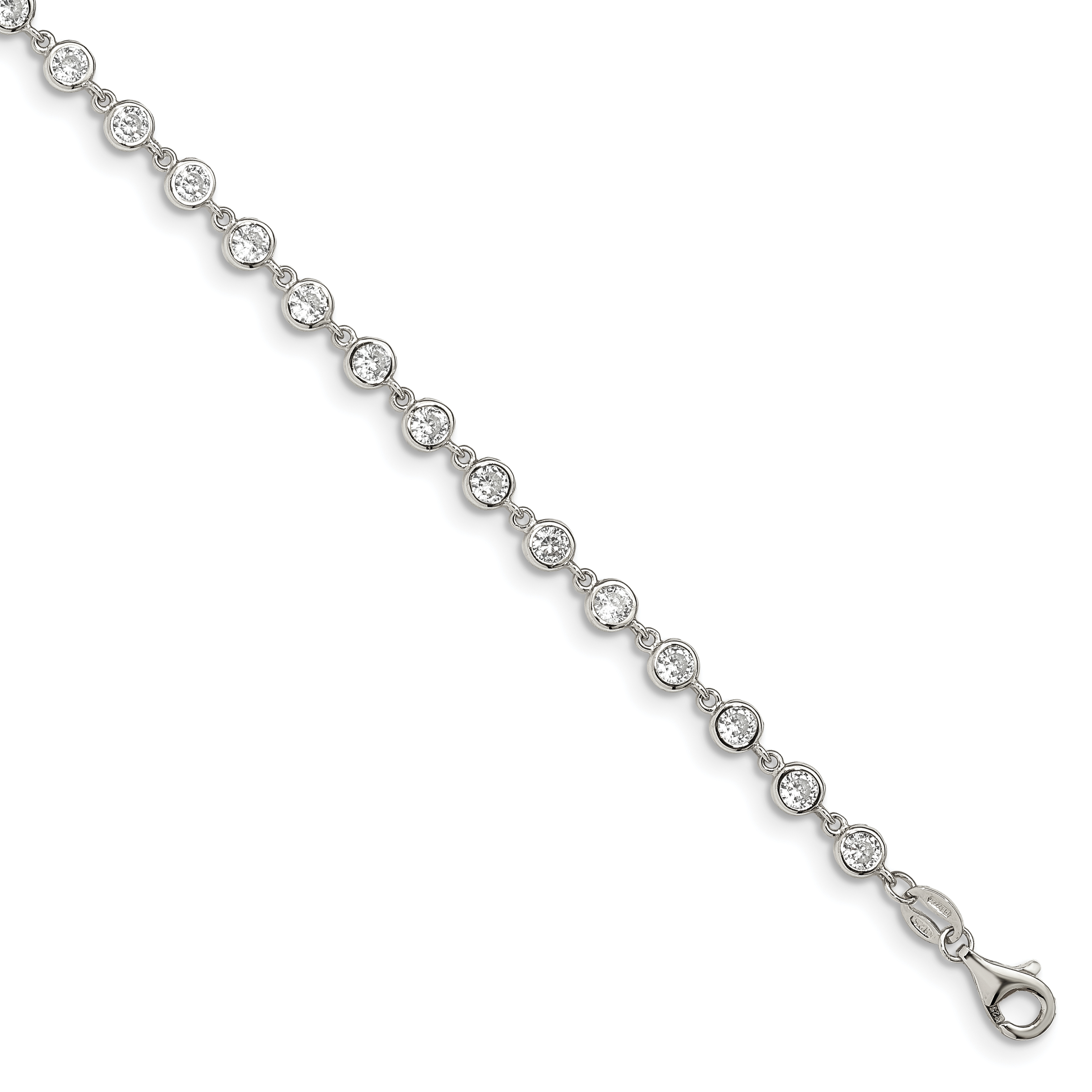 Sterling Silver Rhodium-plated W/ 1 in ext. CZ Bracelet (QG4885-7)