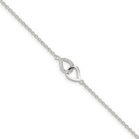 Sterling Silver Polished CZ Linked Bracelet - 7in view 1