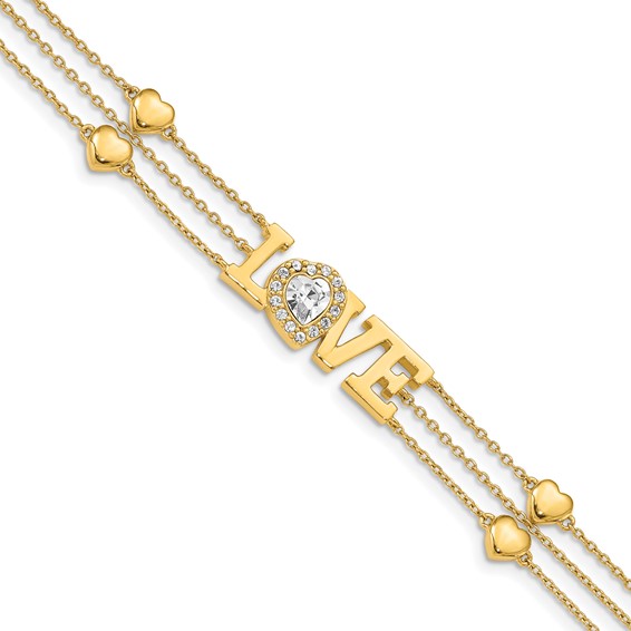Sterling Silver Gold-Tone Crystal LOVE Bracelet