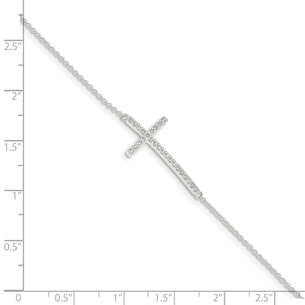 Sterling Silver CZ Cross Bracelet (QG4893-7)