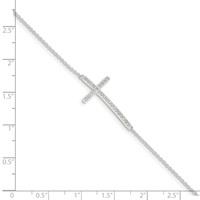 Sterling Silver Polished CZ Cross Bracelet - 7in view 3