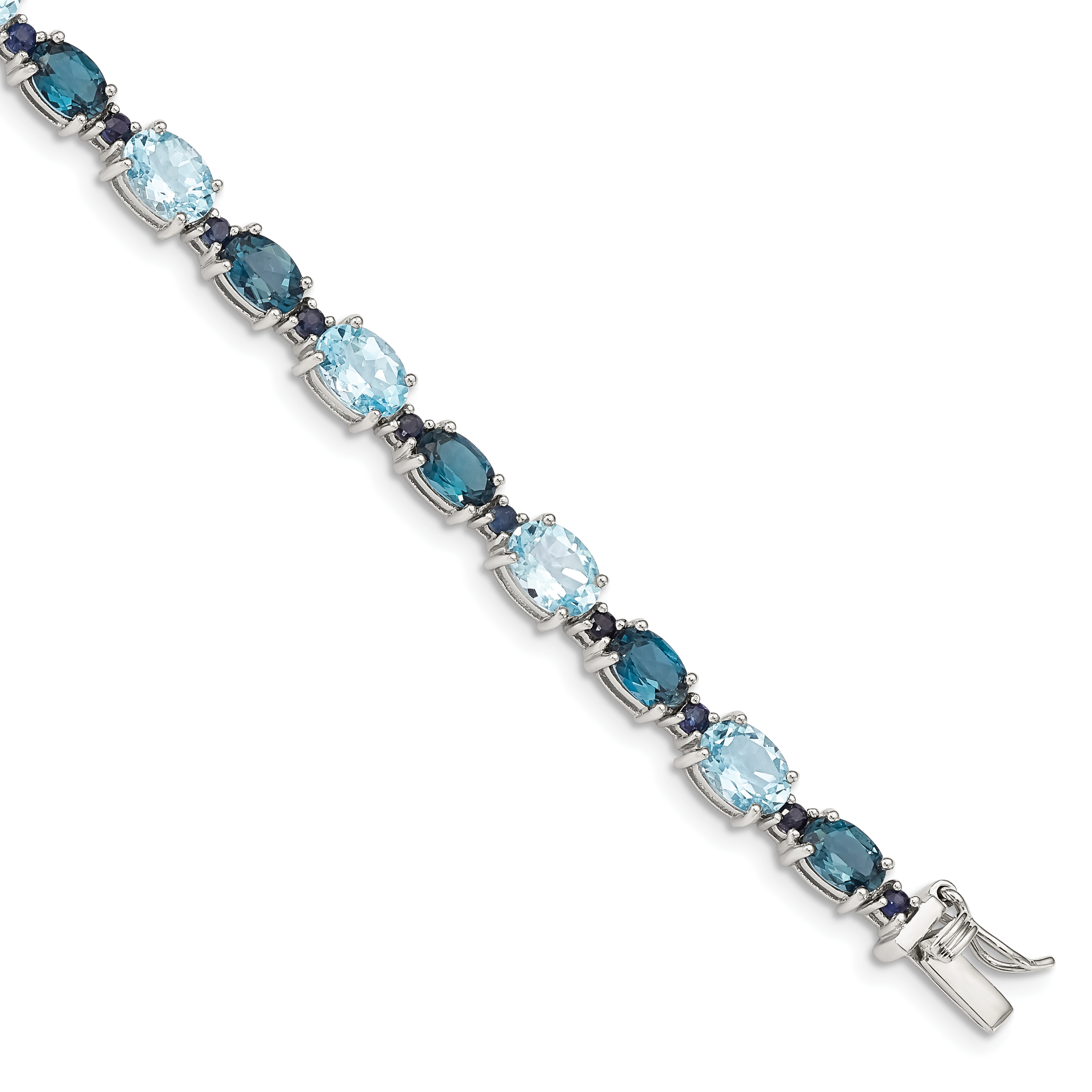 Sterling Silver Rhodium-plated London Blue/Sky Blue Topaz Bracelet (QG4907-7.25)