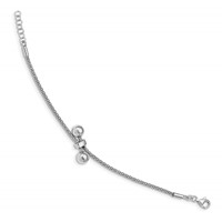 Sterling Silver RH-plated Diamond-Cut Bracelet with . Ext. 2-Bead - 75in view 2