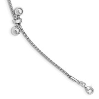 Sterling Silver RH-plated Diamond-Cut Bracelet with . Ext. 2-Bead - 75in view 1