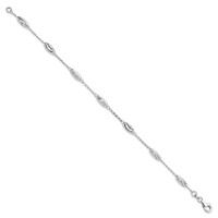 Sterling Silver Rhodium-plated Diamond-cut Oval Beads Bracelet, 7" view 2