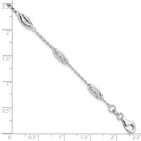 Sterling Silver Rhodium-plated Diamond-cut Oval Beads Bracelet, 7" view 3