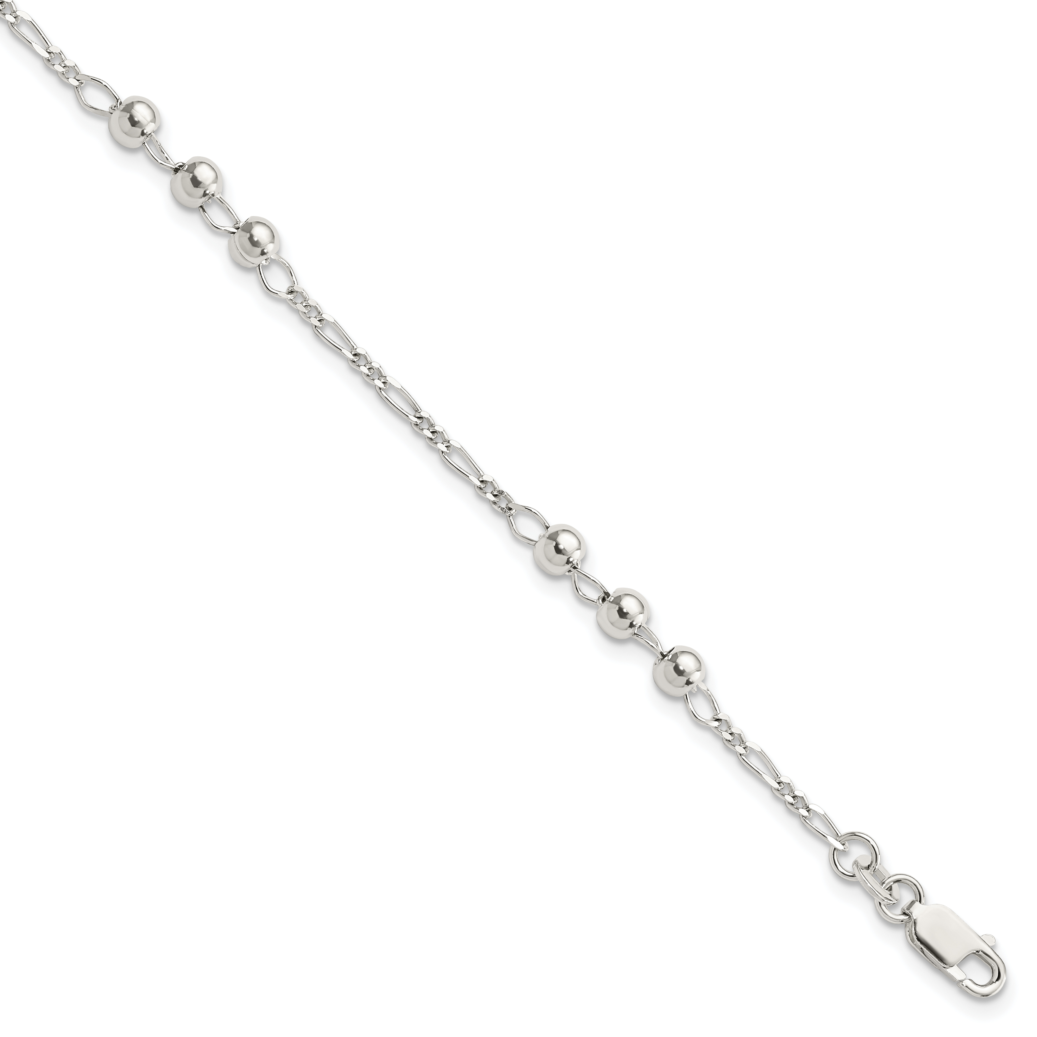 Sterling Silver Diamond Cut Beaded Bracelet (QG4942-7)