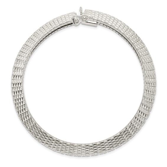 Sterling Silver 5.5mm Textured Knife-edge 7.5in Bracelet