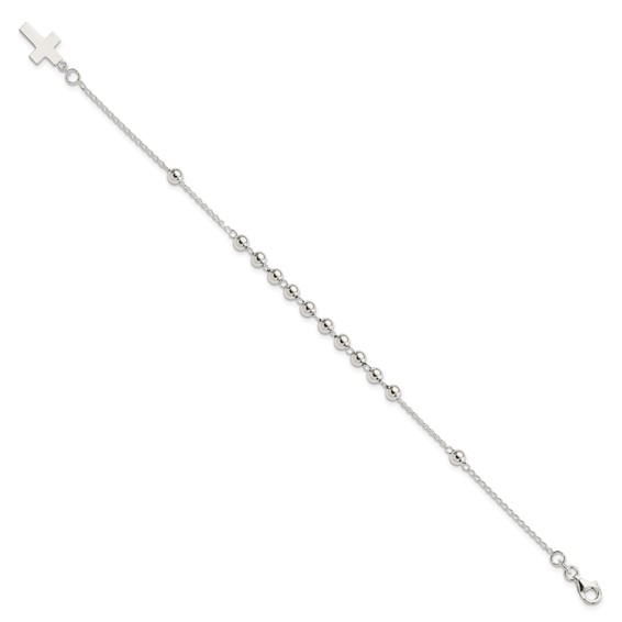 Sterling Silver Beaded Cross Bracelet