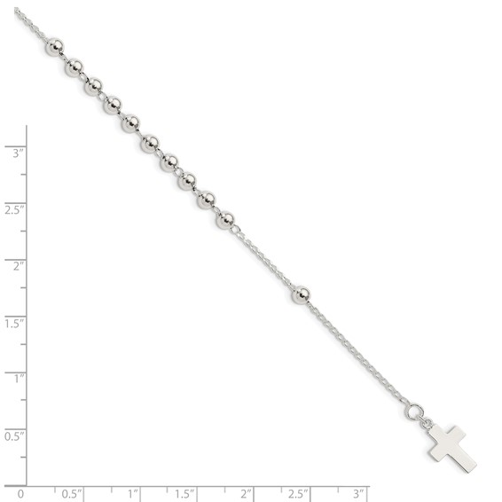 Sterling Silver Beaded Cross Bracelet