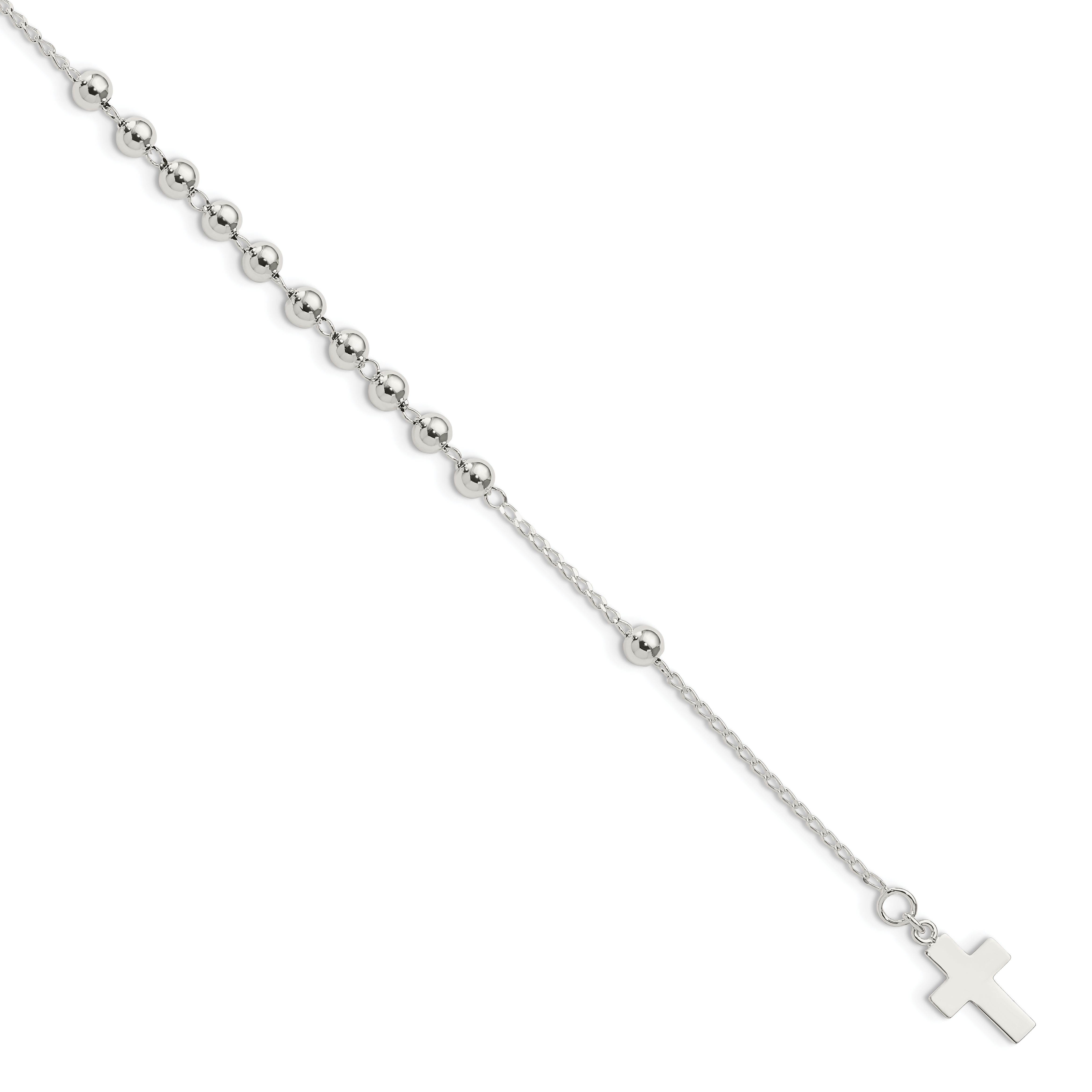 Sterling Silver Beaded Cross Bracelet (QG4950-7.5)