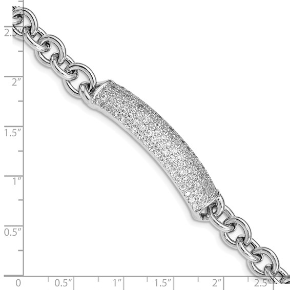Sterling Silver Rhodium Plated Polished CZ Fancy Bracelet