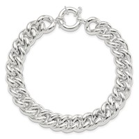 Sterling Silver Polished 10.7mm Curb Link Bracelet, 7.75" view 4