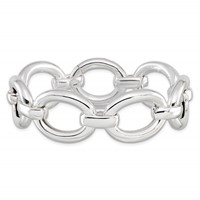 Sterling Silver Polished Semi-solid 21mm Large Oval Link Bracelet, 8.75" view 3
