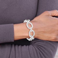 Sterling Silver Polished Semi-solid 21mm Large Oval Link Bracelet, 8.75" view 5