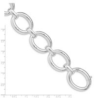 Sterling Silver Polished Semi-solid 21mm Large Oval Link Bracelet, 8.75" view 4