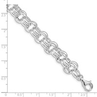 Sterling Silver Polished 9.3mm Double Link Charm Bracelet, 8.5" view 3