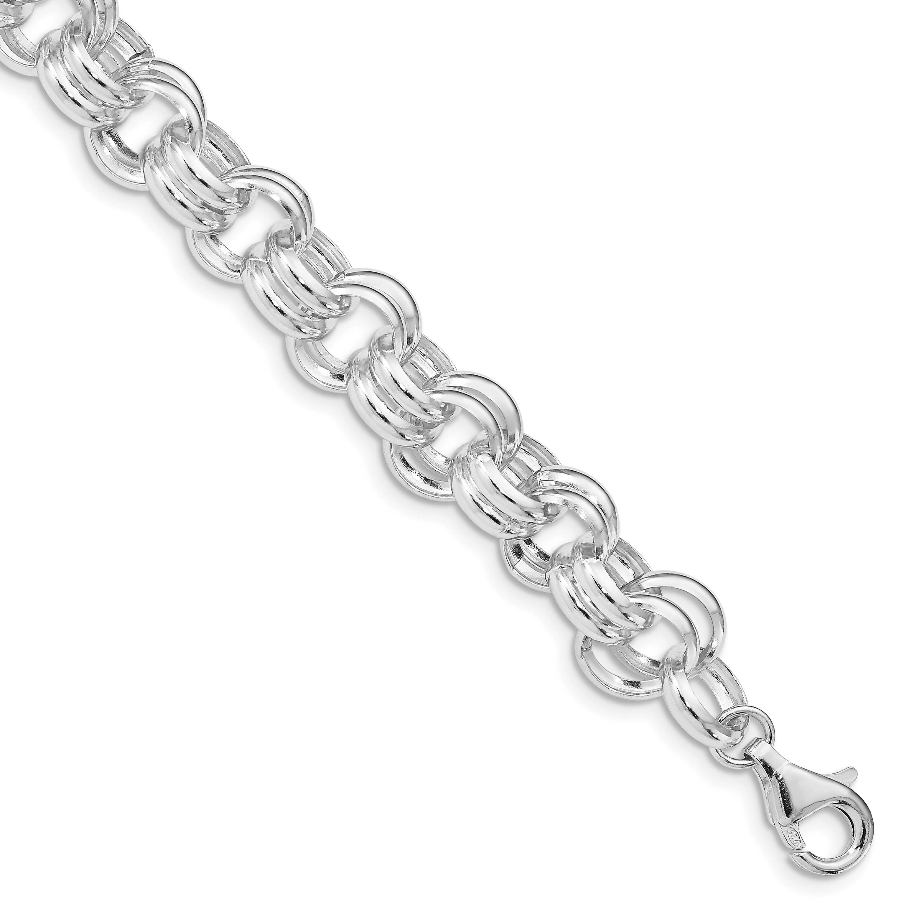 Sterling Silver Polished Double Links Bracelet (QG4989-8.5)