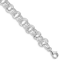 Sterling Silver Polished 9.3mm Double Link Charm Bracelet, 8.5" view 1