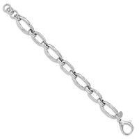 Sterling Silver Rhodium-plated Polished Twisted Link Bracelet, 8" view 2
