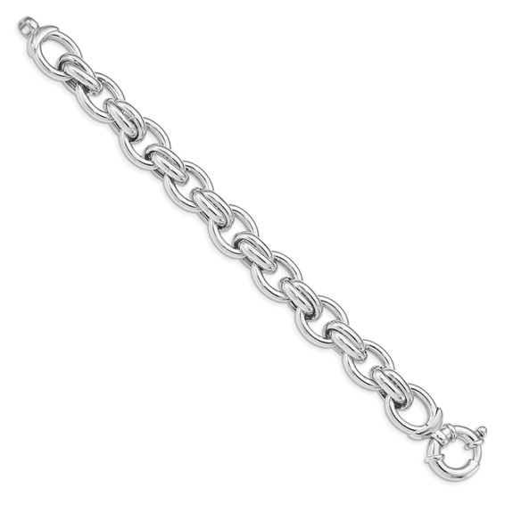 Sterling Silver Rhodium Plated Polished Link Bracelet
