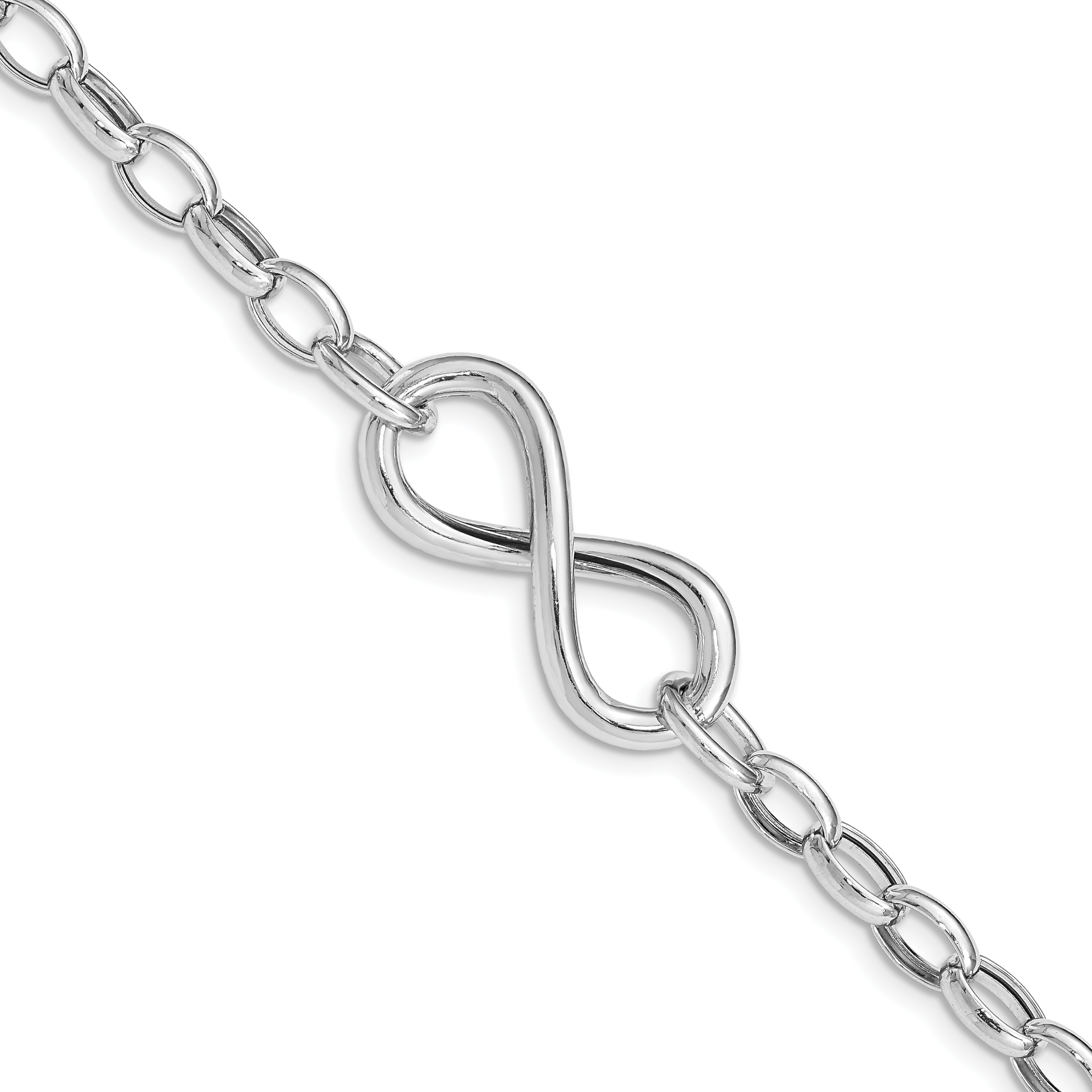 Sterling Silver Rhodium Plated Polished Infinity Link Bracelet (QG5014-7.5)