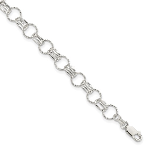 Sterling Silver Polished 7mm Circle Link Bracelet, 7.5"