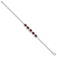 Sterling Silver Rhod-plat Garnet Bracelet view 2