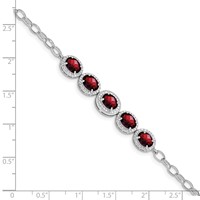 Sterling Silver Rhod-plat Garnet Bracelet view 3