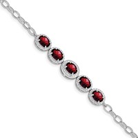 Sterling Silver Rhod-plat Garnet Bracelet view 1