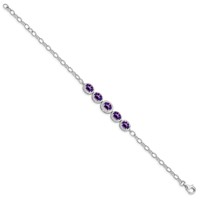 Sterling Silver Rhod-plat Amethyst Bracelet view 2