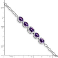 Sterling Silver Rhod-plat Amethyst Bracelet view 3