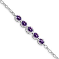 Sterling Silver Rhod-plat Amethyst Bracelet view 1