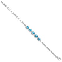 Sterling Silver Rhodium-plated Blue Topaz Bracelet view 2