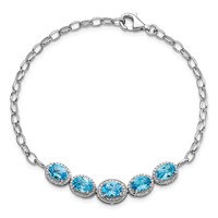Sterling Silver Rhodium-plated Blue Topaz Bracelet view 4
