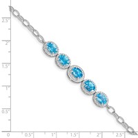 Sterling Silver Rhodium-plated Blue Topaz Bracelet view 3