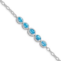 Sterling Silver Rhodium-plated Blue Topaz Bracelet view 1