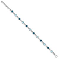 Sterling Silver Rhod-plat London and Light Swiss Blue Topaz Bracelet view 2