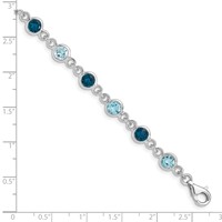 Sterling Silver Rhod-plat London and Light Swiss Blue Topaz Bracelet view 3