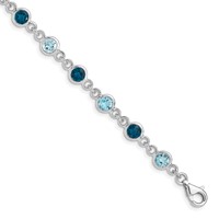 Sterling Silver Rhod-plat London and Light Swiss Blue Topaz Bracelet view 1