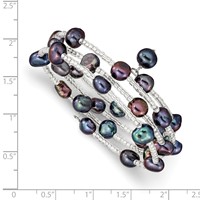 7-8mm Black Baroque Freshwater Cultured Pearl and Glass Beaded Wrap Bracelet view 3