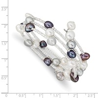 7-8mm Black Grey White Baroque Freshwater Cultured Pearl and Glass Beaded 3-row Wrap Bracelet view 3